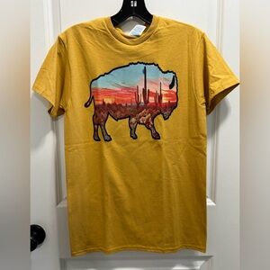 Yellow T-Shirt with Buffalo Desert Print Unisex